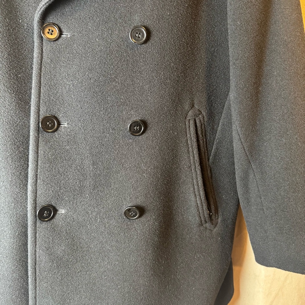 John Varvatos Classic Wool Blend Black Pea Coat Size 38 Regular - Picture 13 of 14